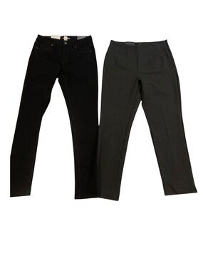 NWT 2 bundle Black skinny JEANS + Charcoal Grey jersey dress pants size 28/7